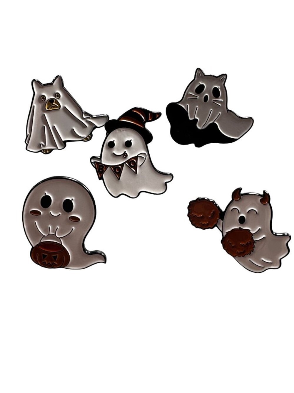 Ghost Halloween Lapel Pin Bed Sheet Jack O Lantern Pom Pom Brooch Badge Pin Gift